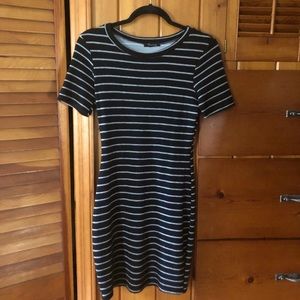 Timing Short Sleeve Black and White Dress